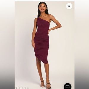 Lulus Plum Purple Ruched One-Shoulder Bodycon Dress
